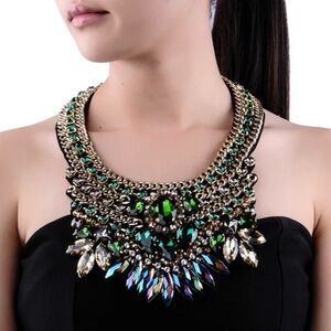 Elegant Multicolor Statement Necklace and Earrings